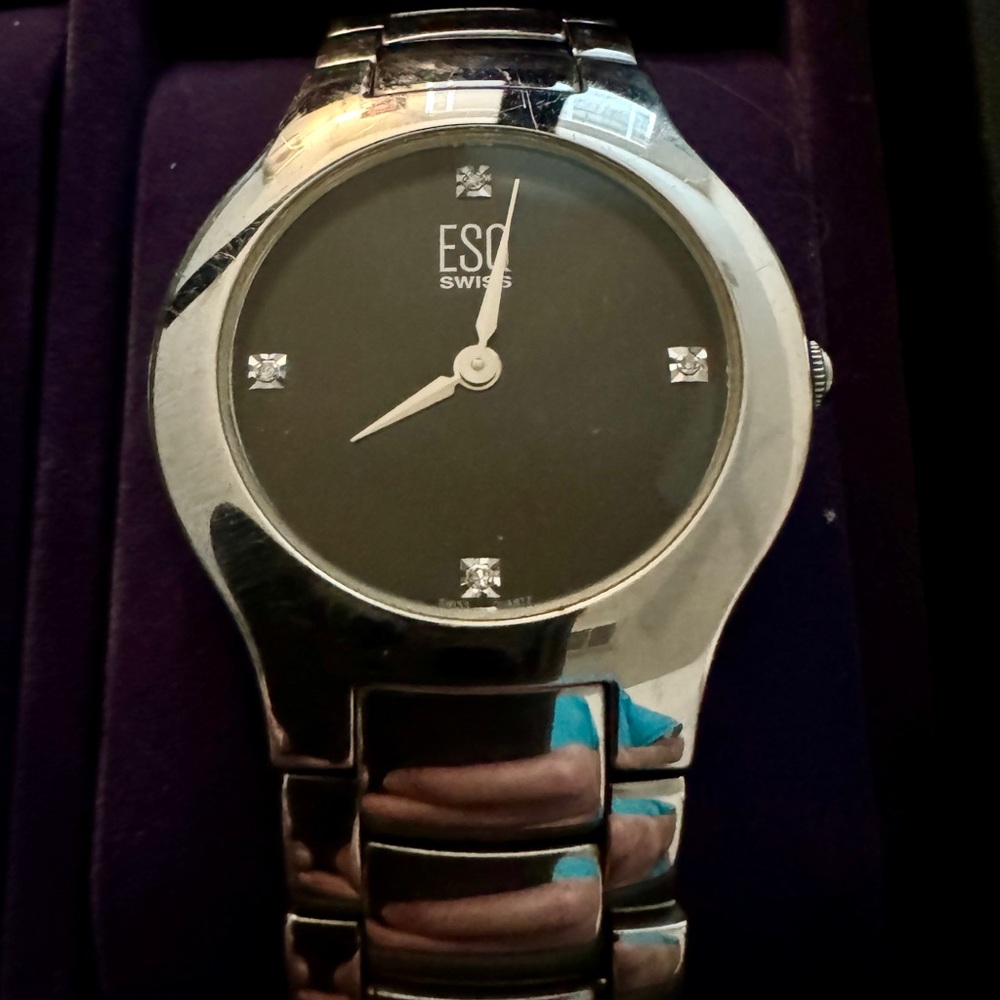 ESQ MOVADO MEN'S BLACK DIAL & DIAMOND WATCH